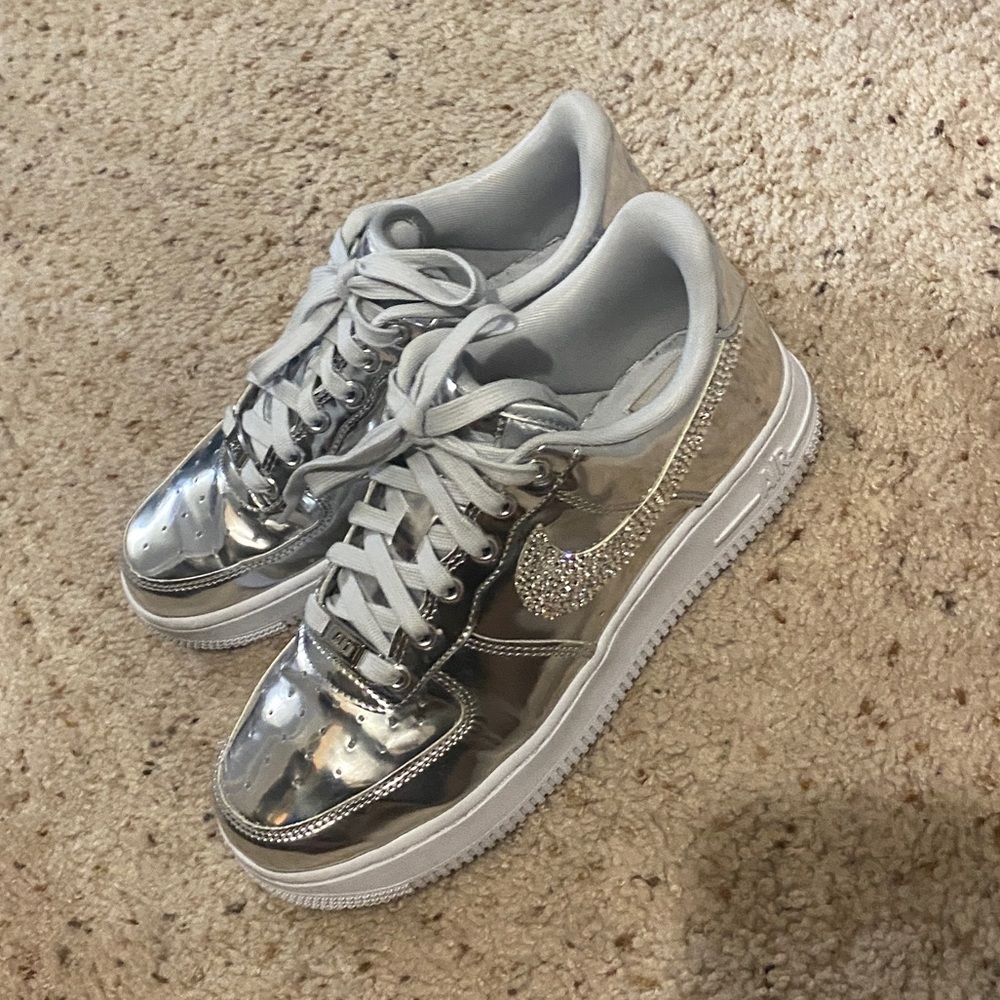 Custom Metallic Silver Air Force 1s